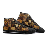 High-Top Canvas Shoes Leopard Fur Grid