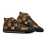 High-Top Canvas Shoes Leopard Fur Grid