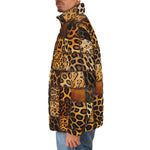 Down-Padded Puffer Jacket Leopard Fur Grid