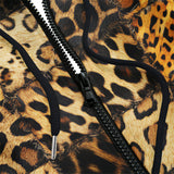 Men's Zip Up Hoodie Leopard Fur Grid