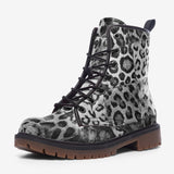 Leather Boots Snow Leopard Patchwork