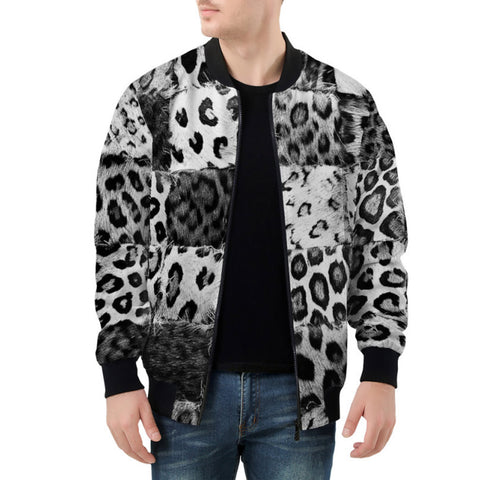 Bomber Jacket Snow Leopard Patchwork