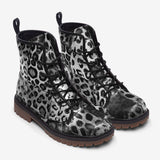 Leather Boots Snow Leopard Patchwork