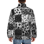 Down-Padded Puffer Jacket Snow Leopard Patchwork