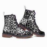 Leather Boots Snow Leopard Patchwork