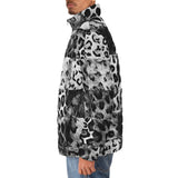 Down-Padded Puffer Jacket Snow Leopard Patchwork