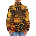 Down-Padded Puffer Jacket Cheetah Patchwork Mosaics