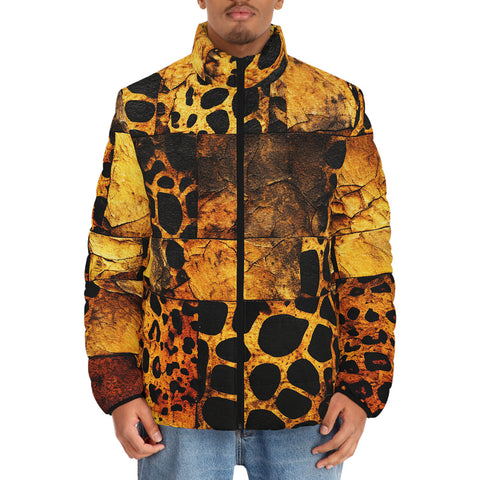 Down-Padded Puffer Jacket Cheetah Patchwork Mosaics