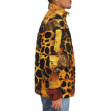 Down-Padded Puffer Jacket Cheetah Patchwork Mosaics