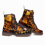 Leather Boots Cheetah Patchwork Mosaics