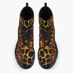 Casual Leather Chunky Boots Cheetah Patchwork Mosaics