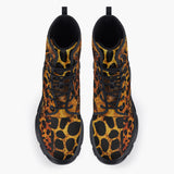 Casual Leather Chunky Boots Cheetah Patchwork Mosaics