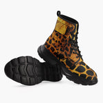 Casual Leather Chunky Boots Cheetah Patchwork Mosaics