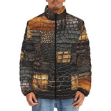 Down-Padded Puffer Jacket Alligator Skin Grunge Patchwork