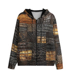 Men's Zip Up Hoodie Alligator Skin Grunge Patchwork Print