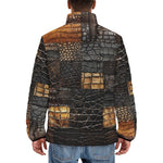 Down-Padded Puffer Jacket Alligator Skin Grunge Patchwork