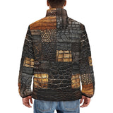 Down-Padded Puffer Jacket Alligator Skin Grunge Patchwork