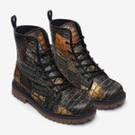 Leather Boots Alligator Skin Grunge Patchwork Print