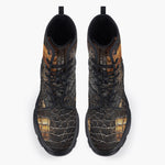 Casual Leather Chunky Boots Alligator Skin Grunge Patchwork