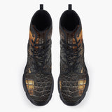 Casual Leather Chunky Boots Alligator Skin Grunge Patchwork