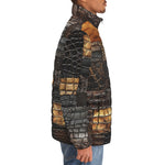 Down-Padded Puffer Jacket Alligator Skin Grunge Patchwork
