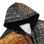 Men's Zip Up Hoodie Alligator Skin Grunge Patchwork Print