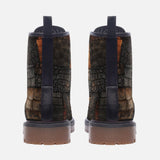 Leather Boots Alligator Skin Grunge Patchwork Print