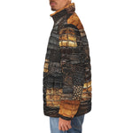 Down-Padded Puffer Jacket Alligator Skin Grunge Patchwork