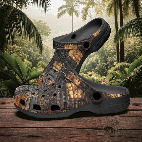 Classic Clogs Alligator Skin Grunge Patchwork Print