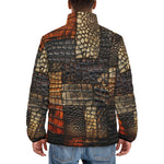 Down-Padded Puffer Jacket Crocodile Skins Patchwork