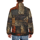 Down-Padded Puffer Jacket Crocodile Skins Patchwork