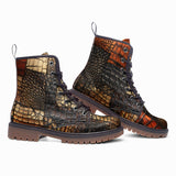 Leather Boots Crocodile Skins Patchwork