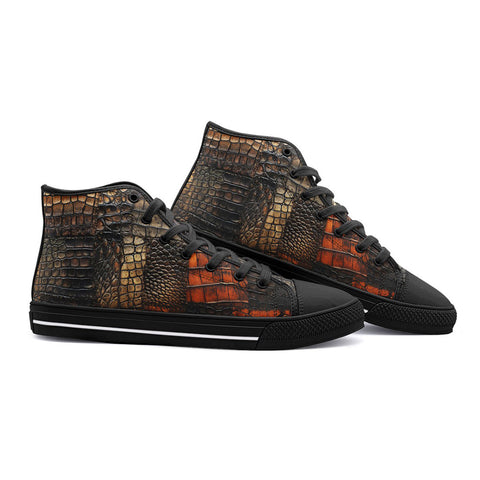 High-Top Canvas Shoes Crocodile Skins Patchwork