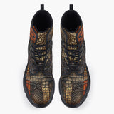 Casual Leather Chunky Boots Crocodile Skins Patchwork