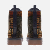 Leather Boots Crocodile Skins Patchwork