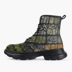 Casual Leather Chunky Boots Vintage Leather Patchwork