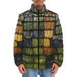 Down-Padded Puffer Jacket Vintage Leather Patchwork