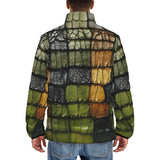 Down-Padded Puffer Jacket Vintage Leather Patchwork