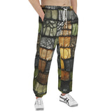 Men's Sweatpants Vintage Leather Patchwork Print