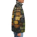 Down-Padded Puffer Jacket Vintage Leather Patchwork
