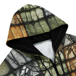 Men's Zip Up Hoodie Vintage Leather Patchwork