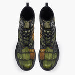 Casual Leather Chunky Boots Vintage Leather Patchwork