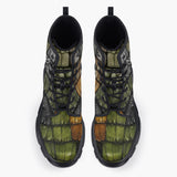Casual Leather Chunky Boots Vintage Leather Patchwork