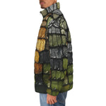 Down-Padded Puffer Jacket Vintage Leather Patchwork
