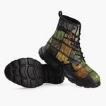 Casual Leather Chunky Boots Vintage Leather Patchwork