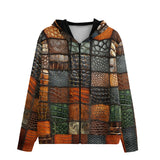 Men's Zip Up Hoodie Colorful Leather Mosaic