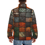 Down-Padded Puffer Jacket Colorful Leather Mosaic