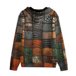 Men's Zip Up Hoodie Colorful Leather Mosaic