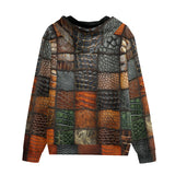 Men's Zip Up Hoodie Colorful Leather Mosaic