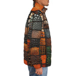 Down-Padded Puffer Jacket Colorful Leather Mosaic